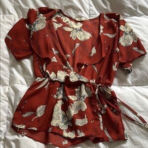 Sienna Sky Red/Orange Wrap Blouse